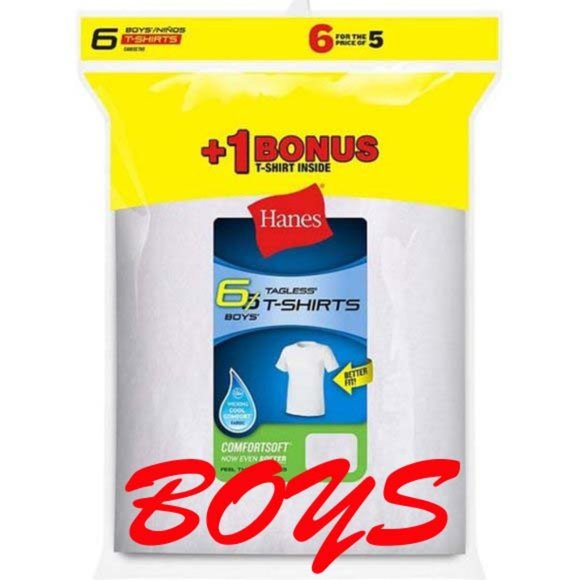 Hanes Other - Hanes Boys' TAGLESS Crewneck Undershirt 6-Pack